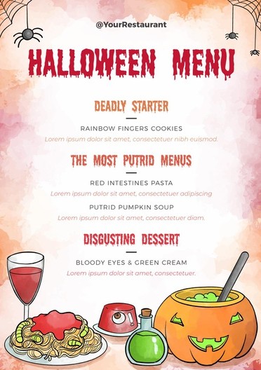 spooky menu card